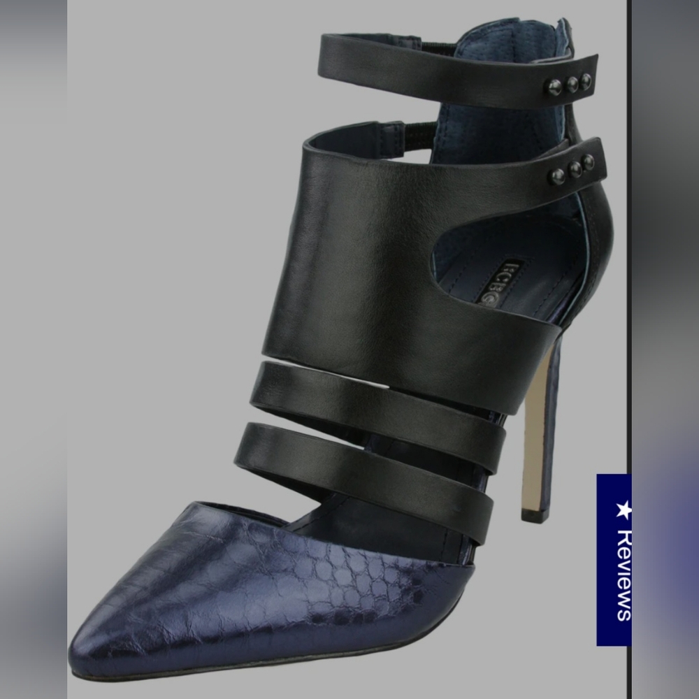 BCBGeneration WOMEN'S CANON Leather BLACK AND BLUE SNAKE SKIN PUMPS SIZE 9
